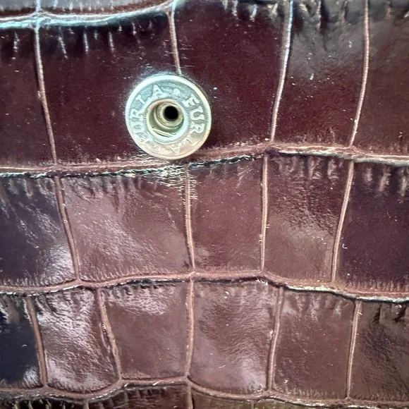 Furla Croc-Embossed Dark Brown Leather Wallet - Picture 3 of 10